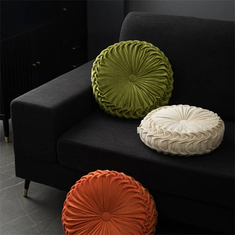 Round Velvet Throw Pillow